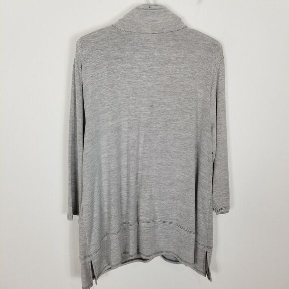 Chico's Weekends Women Full Zip Cardigan Size XL Gray striped Long Comfort - Picture 4 of 8